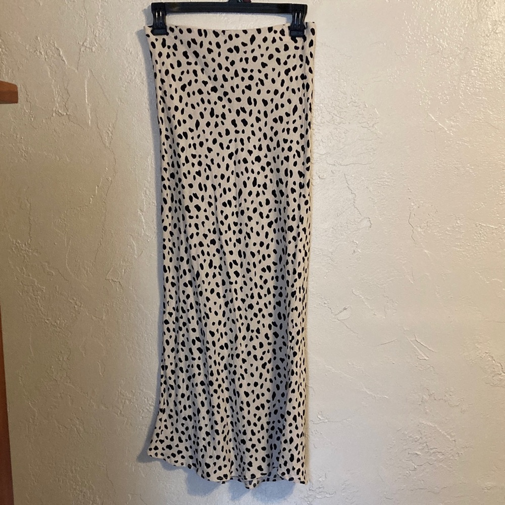 Moon River Cream Maxi Skirt with Black Spot Print